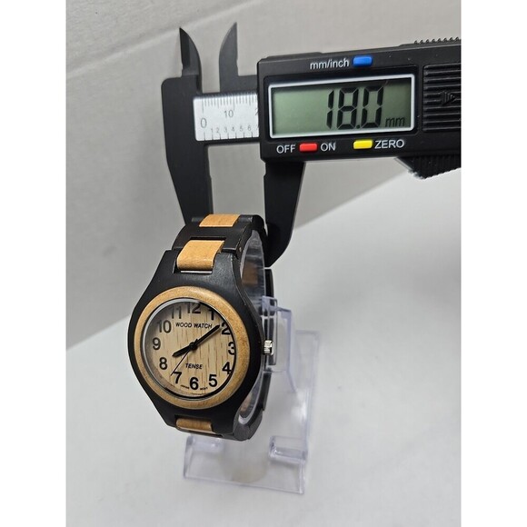 Tense Wood Watch Two Tone Maple Sandalwood Analog Quartz New Battery Womens - Picture 6 of 11